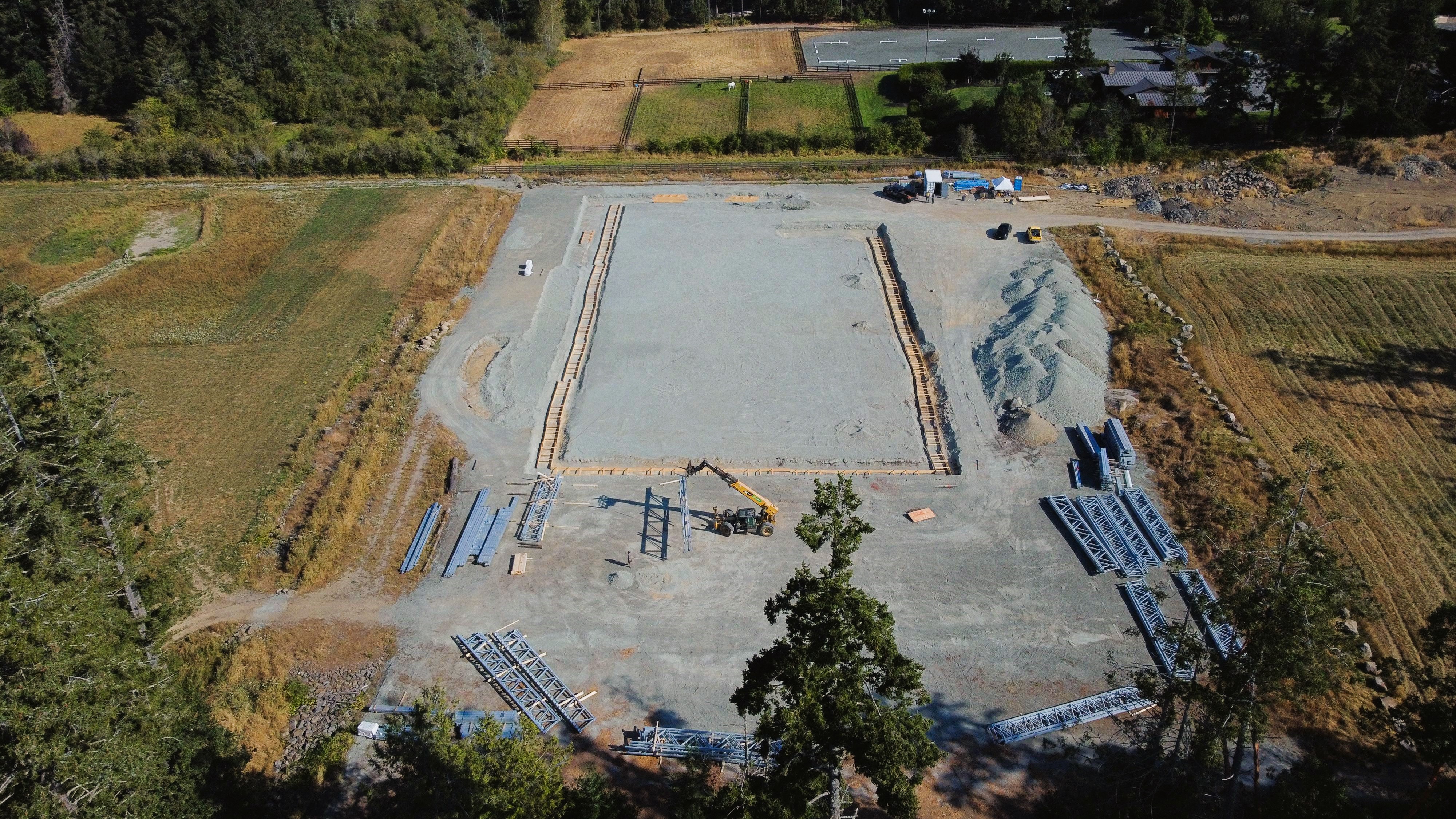 Construction progress drone shot